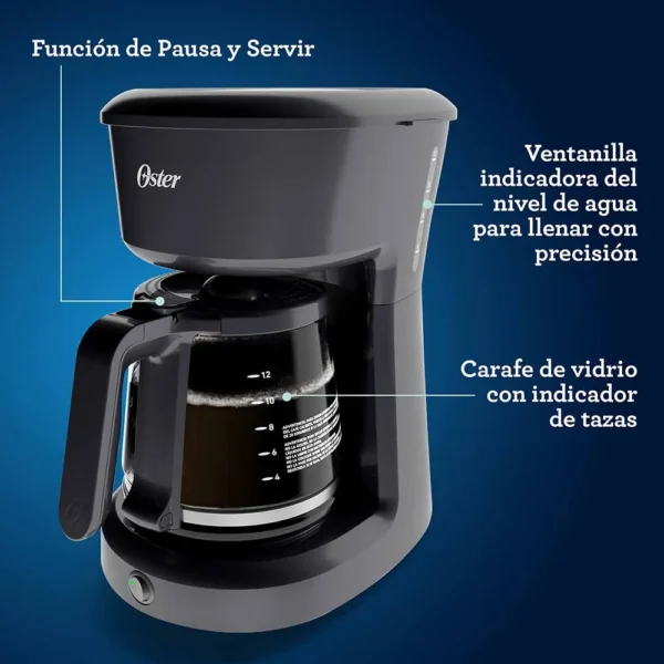 CAFETERA DE GOTEO OSTER 12 TAZAS FILTRO PERMANENTE BVSTDCS12B COLOR NEGRO