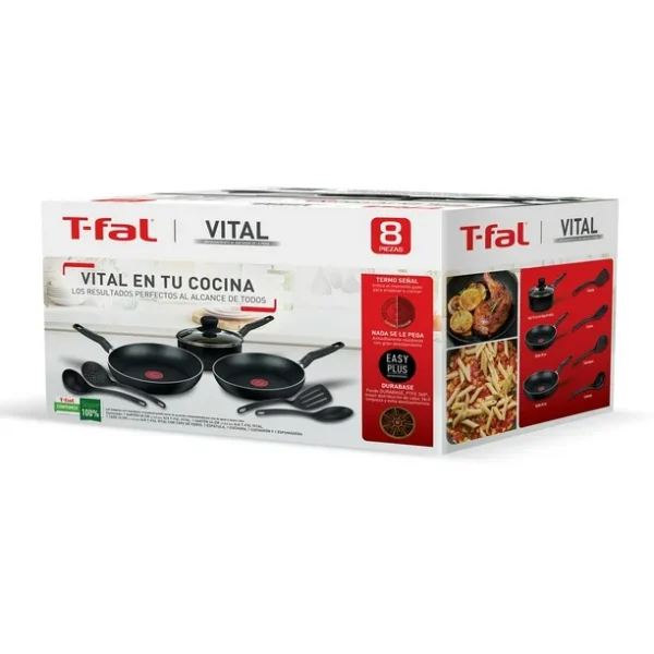 3ba9a3bd-1c28-4caf-8225-e9e5a32904fd.4f6828a9b1882a918e071f2d200aa26f BATERIA DE COCINA TFAL VITAL 8 PIEZAS ANTIHADERENTE MODELO 0391200 COLOR NEGRO