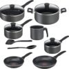 BATERIA DE COCINA TFAL FAMILY COOCK 13 PIEZAS COLOR GRIS CON ANTIHADERENTE MODELO B479SD84