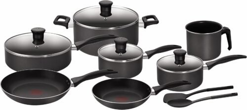 BATERIA DE COCINA TFAL FAMILY COOCK 13 PIEZAS COLOR GRIS CON ANTIHADERENTE MODELO B479SD84