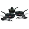 BATERIA DE COCINA TFAL VITAL 8 PIEZAS ANTIHADERENTE MODELO 0391200 COLOR NEGRO