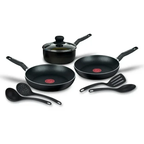 BATERIA DE COCINA TFAL VITAL 8 PIEZAS ANTIHADERENTE MODELO 0391200 COLOR NEGRO