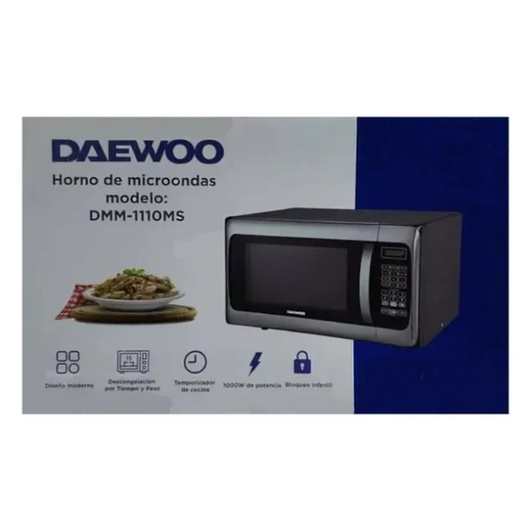 HORNO DE MICROONDAS DAEWOO 1.1 PIES ACERO INOXIDABLE DDmm-1110ms