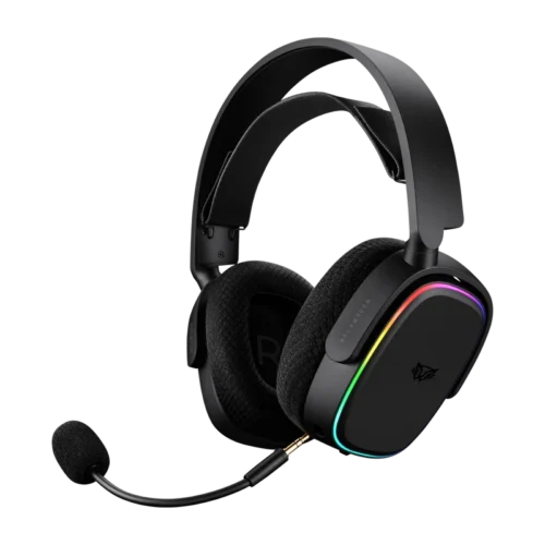 Audífonos Gamer Inalámbricos Aeon HS999 / Over-Ear / 2.4 MHz + Bluetooth + 7.1 Canales+ RGB / Tapas y Banda Intercambiable + Mic Flexible / Legend Negro