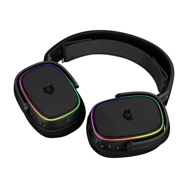 BR-936934_2 Audífonos Gamer Inalámbricos Aeon HS999 / Over-Ear / 2.4 MHz + Bluetooth + 7.1 Canales+ RGB / Tapas y Banda Intercambiable + Mic Flexible / Legend Negro