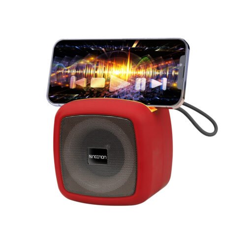 BOCINA BLUETOOTH NB-09 STAND CELULAR TWS RADIO FM TF USB AUX 3.5MM MANOS LIBRES 10W RMS 1200 mAh RGB ROJO
