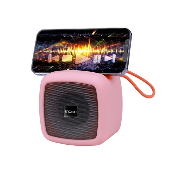 BOCINA BLUETOOTH NB-09 STAND CELULAR TWS RADIO FM TF USB AUX 3.5MM MANOS LIBRES 10W RMS 1200 mAh RGB ROSA