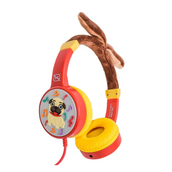 NBHK-PUG 2 AUDIFONOS ON-EAR ALAMBRICOS KIDS VOLUMEN SEGURO A 95DB 3.5 MML SALIDA AUDIO 3.5MML HIPOALARGENICO NO TOXICO PUG ROJO