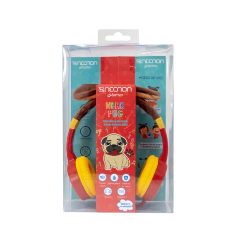 AUDIFONOS ON-EAR ALAMBRICOS KIDS VOLUMEN SEGURO A 95DB 3.5 MML SALIDA AUDIO 3.5MML HIPOALARGENICO NO TOXICO PUG ROJO