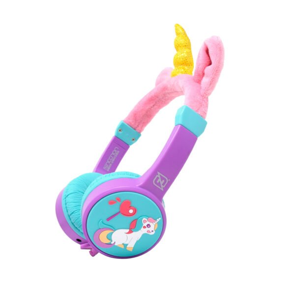 NBHK-UNICORN 2 AUDIFONOS ON-EAR ALAMBRICOS KIDS VOLUMEN SEGURO A 95DB 3.5 MML SALIDA AUDIO 3.5MML HIPOALARGENICO NO TOXICO UNICORN LILA