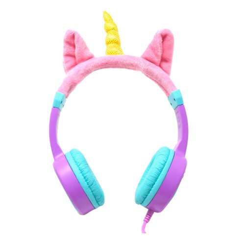 AUDIFONOS ON-EAR ALAMBRICOS KIDS VOLUMEN SEGURO A 95DB 3.5 MML SALIDA AUDIO 3.5MML HIPOALARGENICO NO TOXICO UNICORN LILA