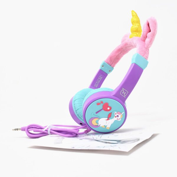NBHK-UNICORN 4 AUDIFONOS ON-EAR ALAMBRICOS KIDS VOLUMEN SEGURO A 95DB 3.5 MML SALIDA AUDIO 3.5MML HIPOALARGENICO NO TOXICO UNICORN LILA