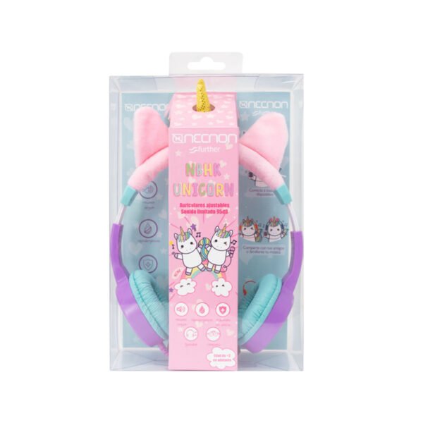NBHK-UNICORN 5 AUDIFONOS ON-EAR ALAMBRICOS KIDS VOLUMEN SEGURO A 95DB 3.5 MML SALIDA AUDIO 3.5MML HIPOALARGENICO NO TOXICO UNICORN LILA