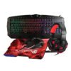 KIT GAMING 4 EN 1 NGC-KRAKEN AUDIFONOS LED TECLADO 114 TECLAS MOUSE 7 BOTONES HASTA 3200DPI MOUSEPAD ROJO