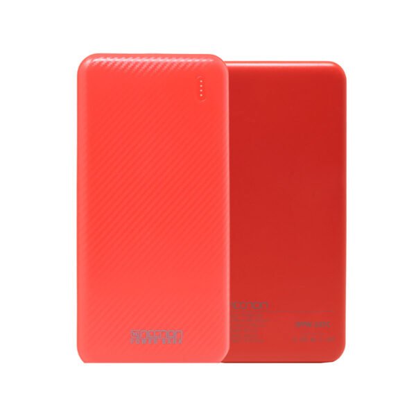 NPW-10FC ROJO 2 POWERBANK NPW-10FC 10000mAh CARGA 2.1A 2 A 3 CARGAS INDICADOR LED ENTRADA Y SALIDA TIPO C ROJO CARGA ACELERADA